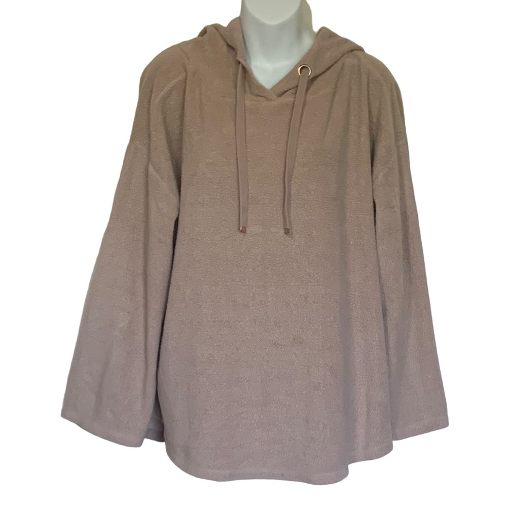 Soft Surroundings Beige Tan Plush Fleece Pullover Hoodie